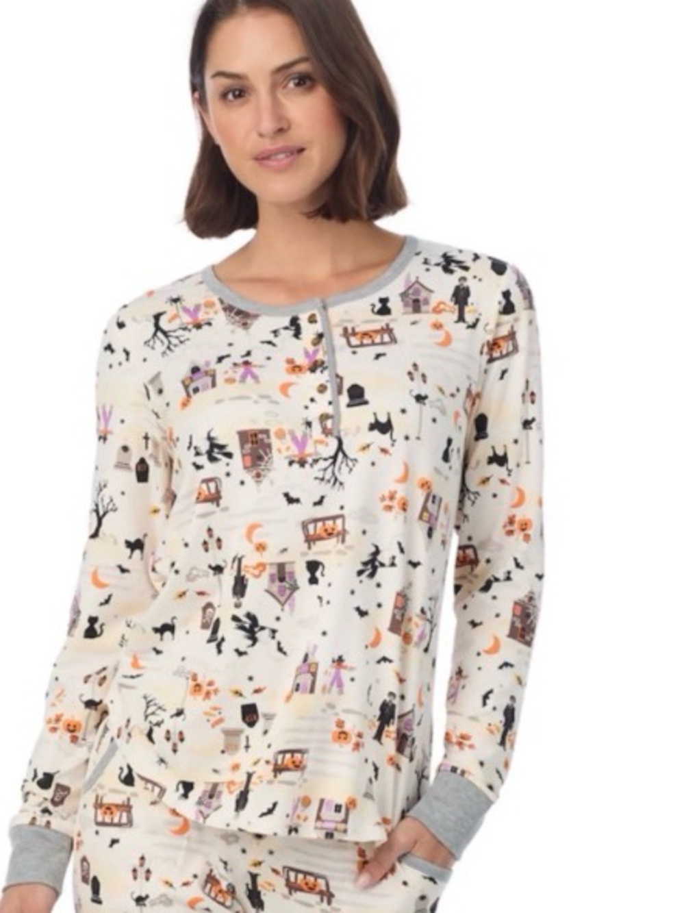 Cuddl Duds Large Women's Halloween Pajama Set Polyester Haunted Halloween Print